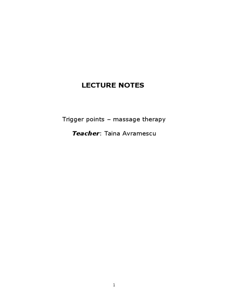 Lecture Notes: Trigger Points - Massage Therapy | PDF | Myofascial ...