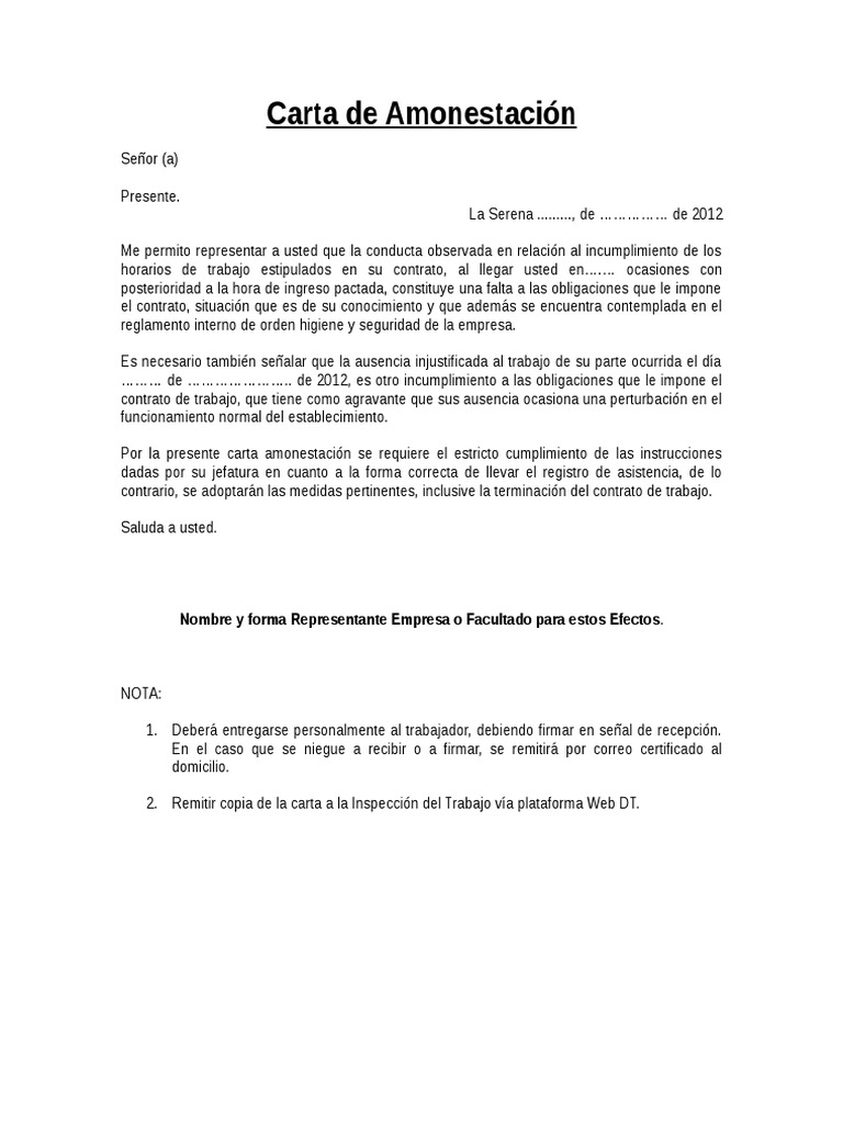 Carta de Amonestacion | PDF