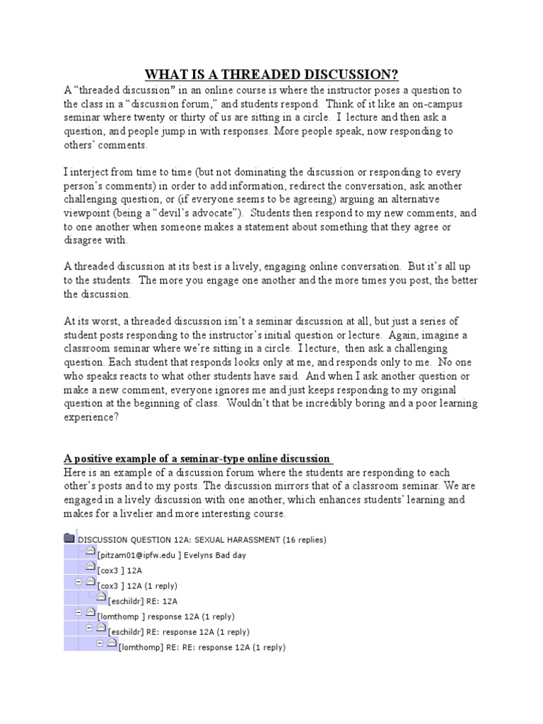 Understanding Threaded Discussions in Courses | PDF | Internet Forum ...