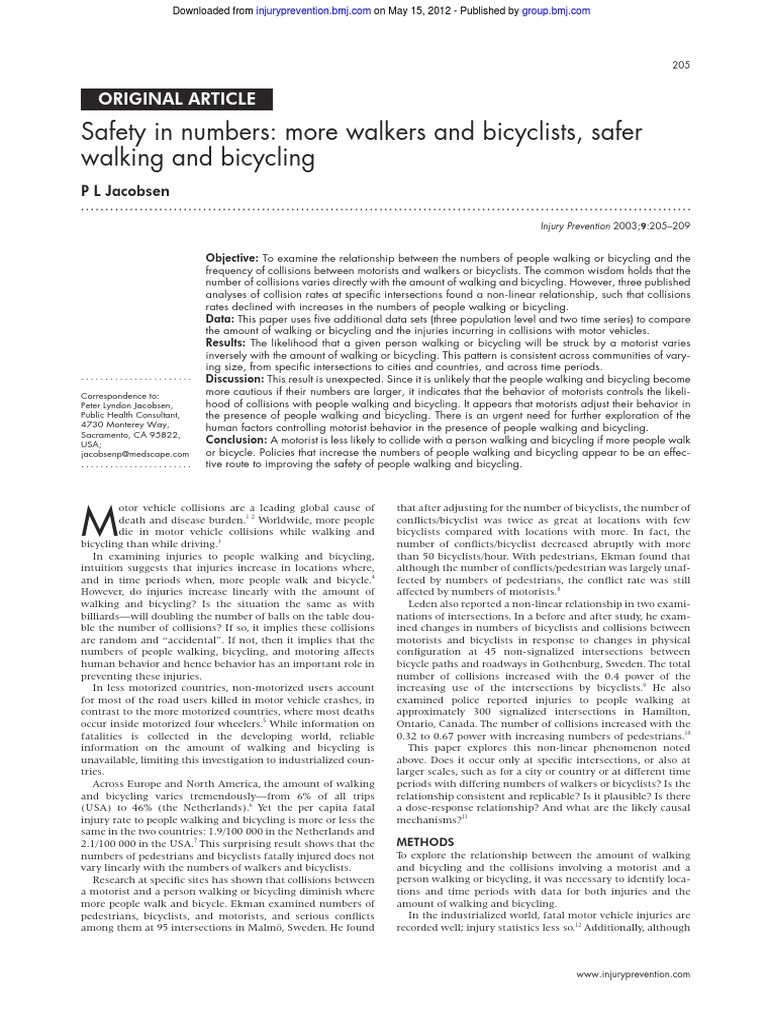 Safer Streets: More Walkers, Fewer Collisions | PDF | Pesticide | Suicide