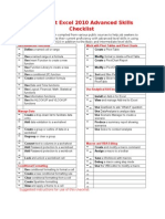 Microsoft Excel 2010 Advanced Skills Checklist