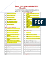 Microsoft Excel 2010 Intermediate Skills Checklist: Maintain A Large Worksheet Advanced Chart Skills