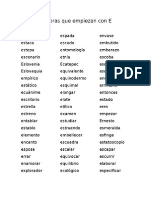 Palabras Que Empiezan Con E | PDF