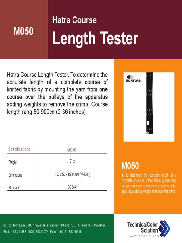 Hatra Course Length Tester Specs | PDF | Technology & Engineering
