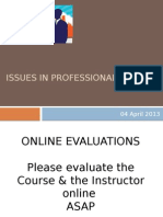 Issues in Professional Practice: 04 April 2013