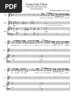 Come Unto Christ 2014 Lds Youth Theme Song Vocal Violin Piano Leisure Music