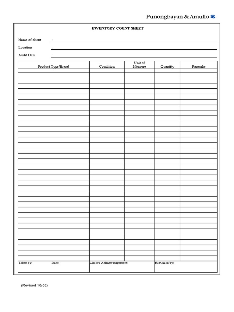 F03 - Physical Inventory Count Sheet | PDF