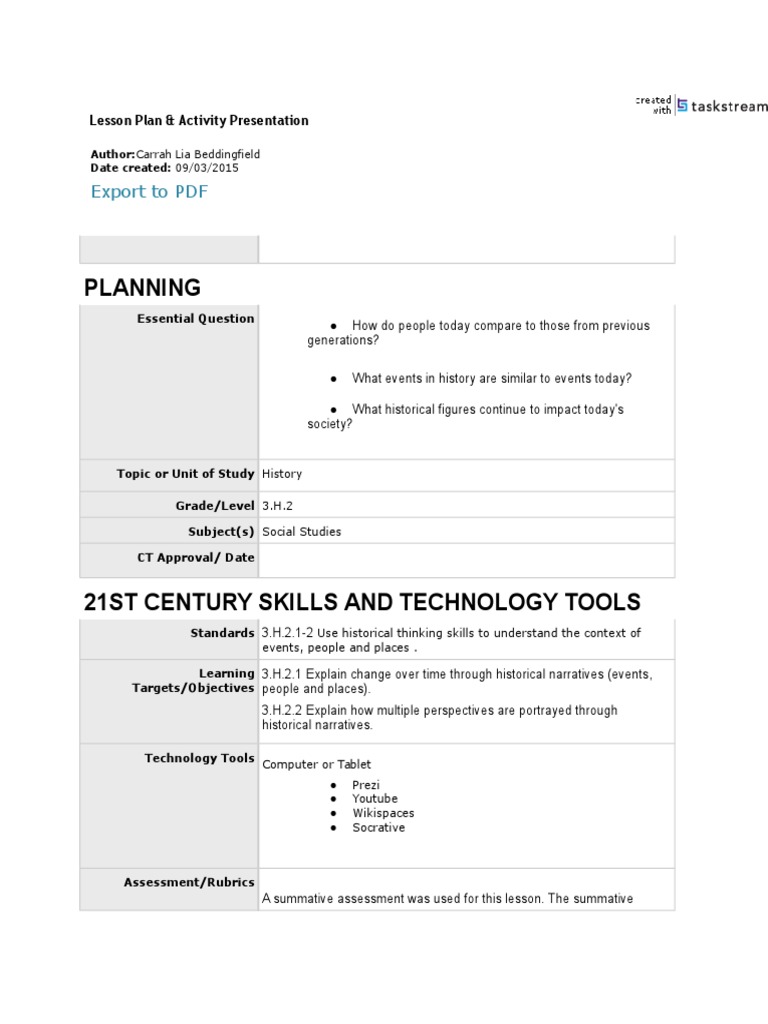 3rd Grade History Lesson Plan: Pilgrims | PDF | Career & Growth