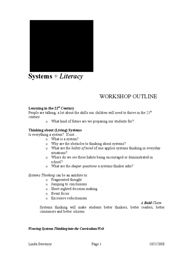 Systems Literacy Lbsweeney | PDF | Reading Comprehension | Educational ...