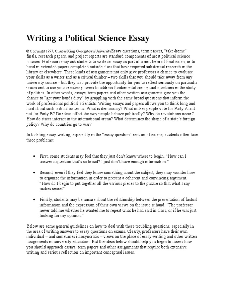 political science college essay