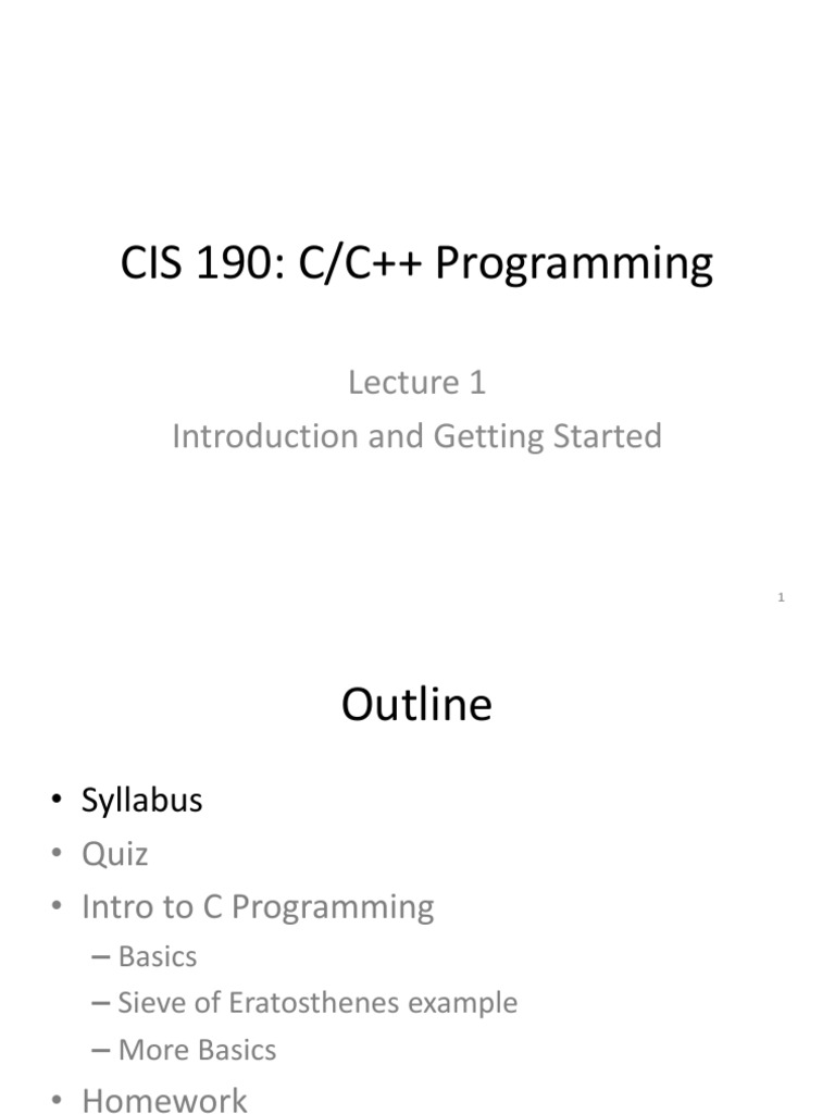 CIS 190: C/C++ Programming: Introduction and Getting Started | Download ...