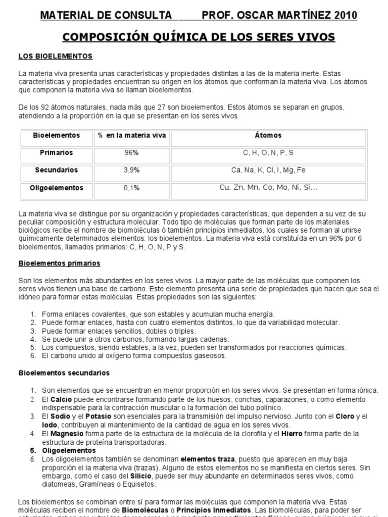 Composición Química de Los Seres Vivos | PDF | Rna | Propiedades del agua