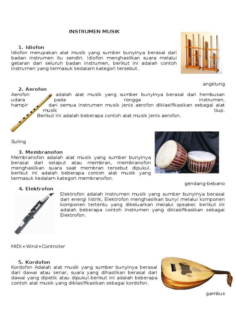 Jenis-Jenis Instrumen Musik dan Contohnya | PDF