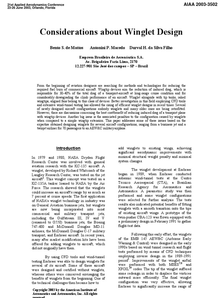 Considerations About Winglet Design | PDF | Vortices | Lift (Force)