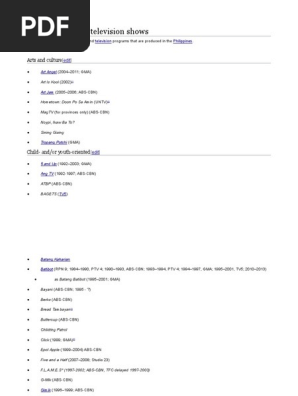 List Of Philippine Television Shows and History Years In Philippine Television