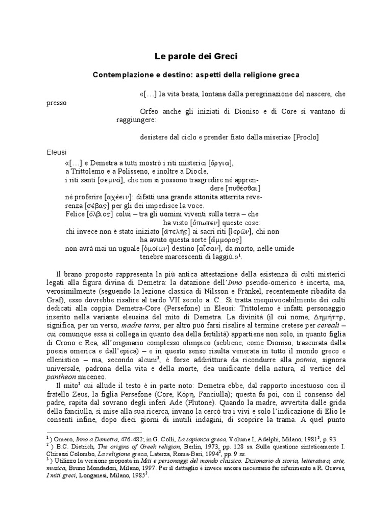Le Parole Dei Greci La Religione