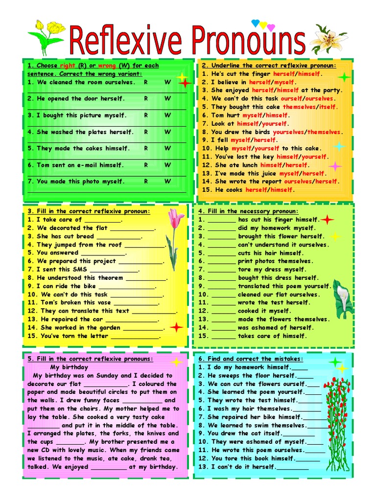 Reflexive Pronouns Pdf Leisure