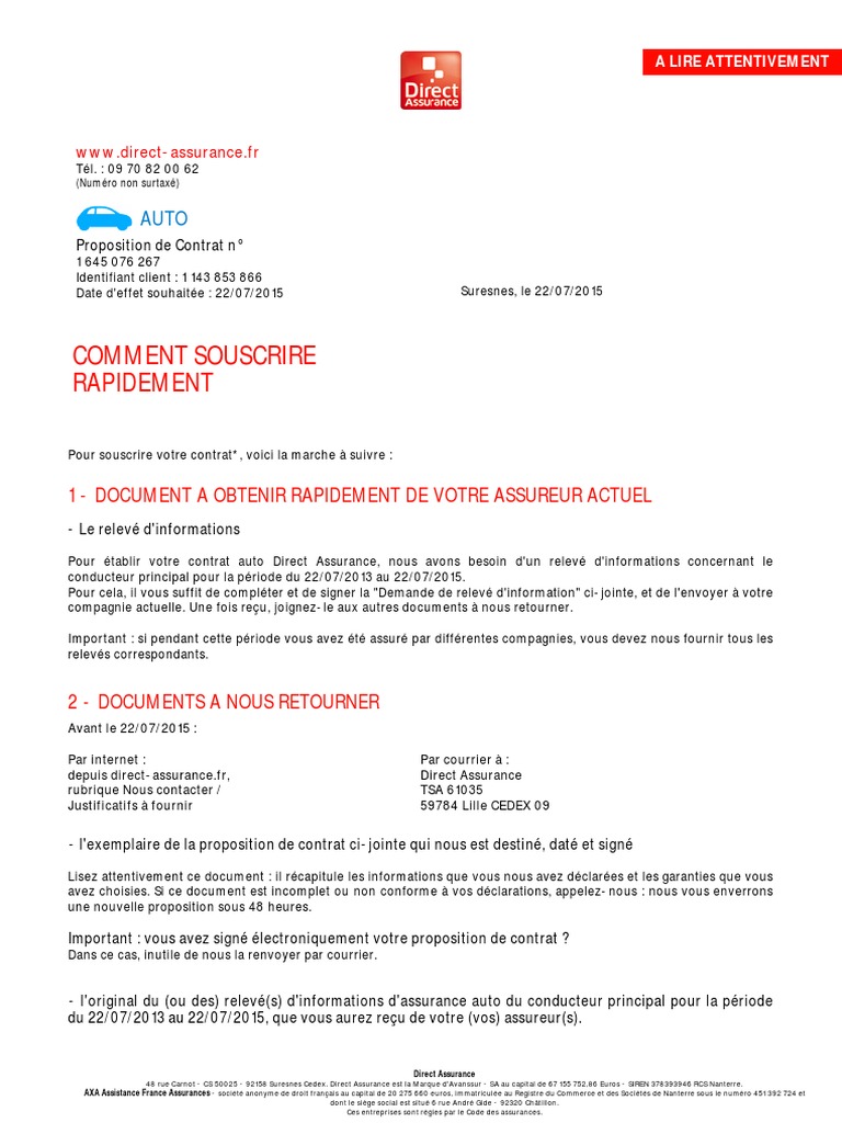 Proposition De Contrat Da Donnees Personnelles Assurance
