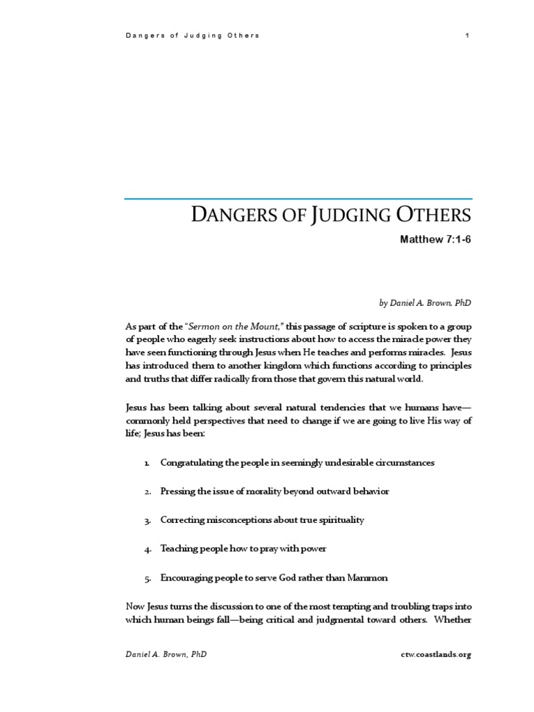 Dangers of Judging Others Explained | PDF