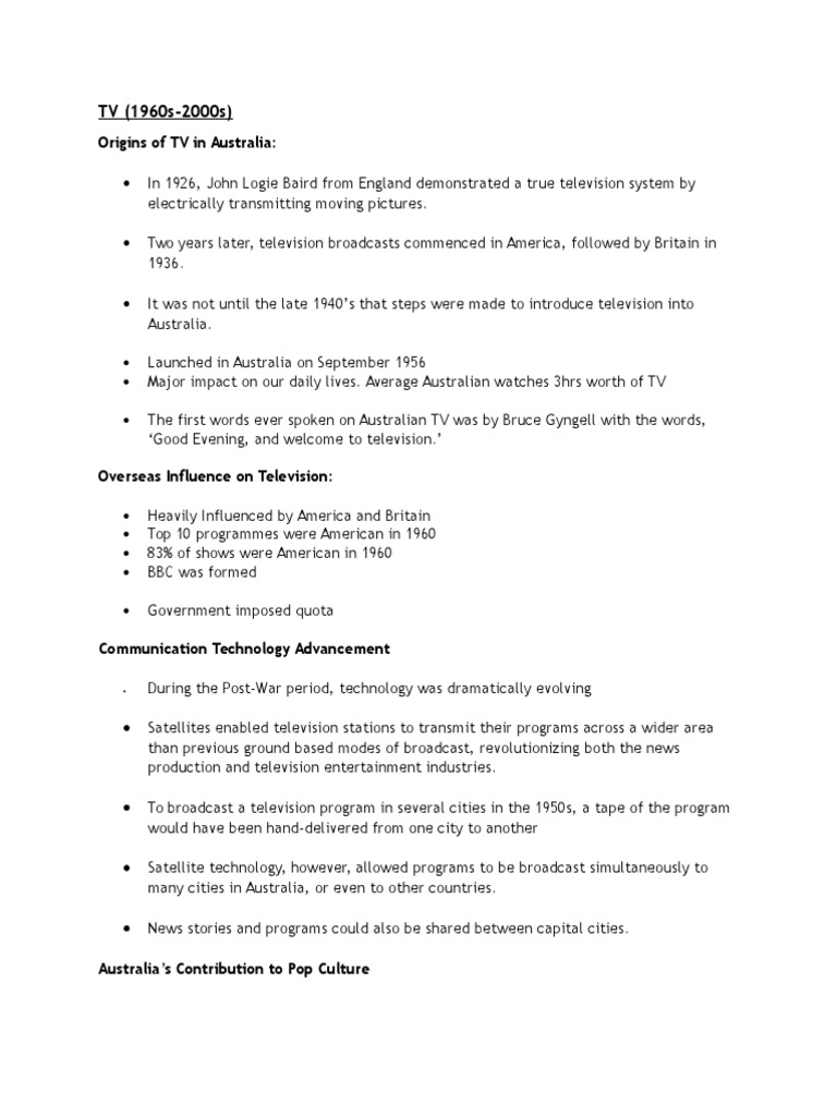 Evolution of Australian TV | PDF | Travel