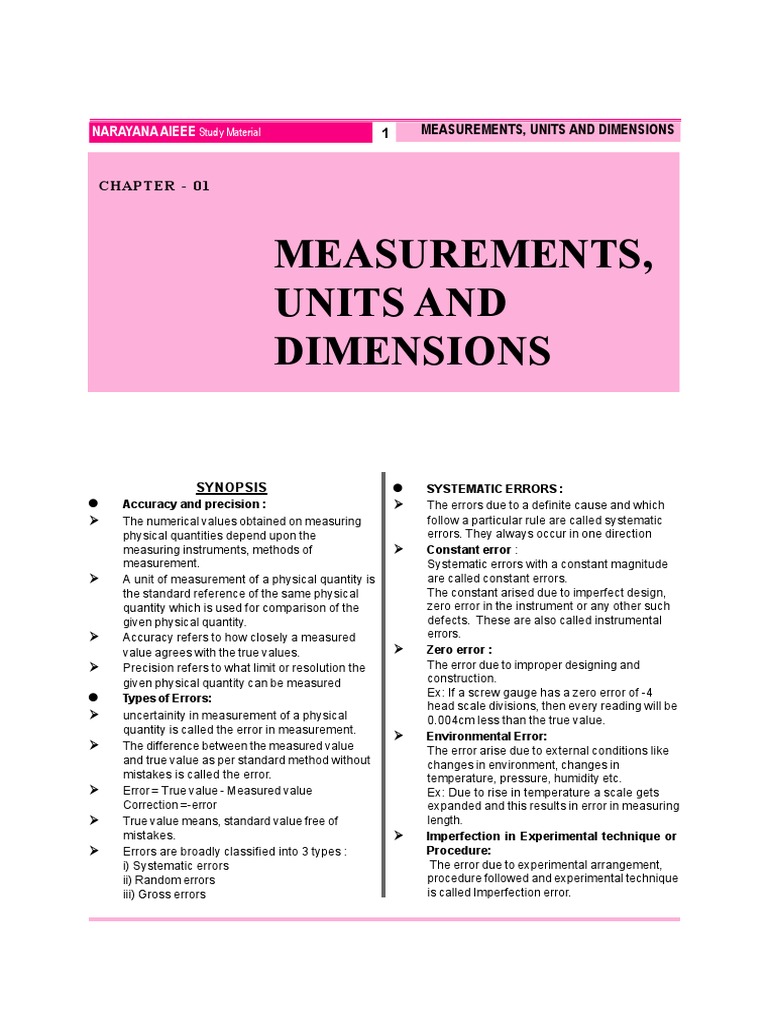 Measurements Units and Dimensions | PDF | Accuracy And Precision ...