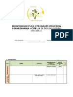 Individualni Plan I Program Strucnog Usavrsavanja Ucitelja Za Skolsku Godinu 2014-2015