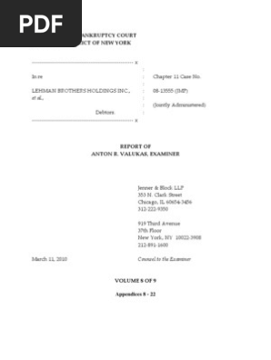 Lehman Examiner S Report Vol 8 Pdf Value At Risk Lehman Brothers