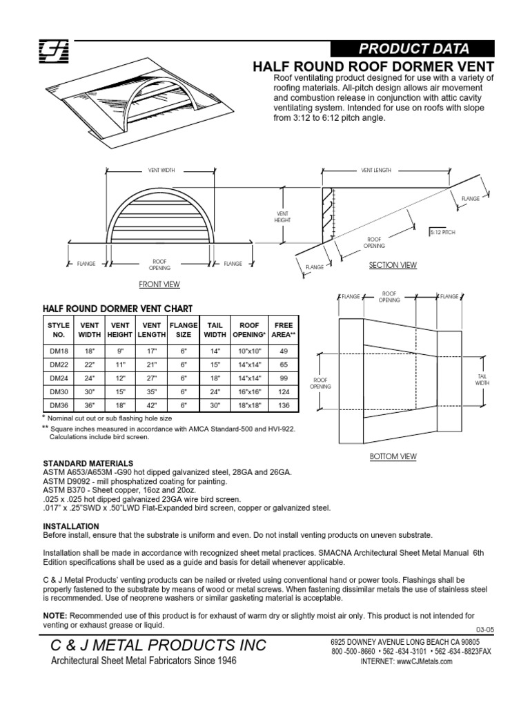 Half Rd Dormer Vents.pdf Roof Rivet