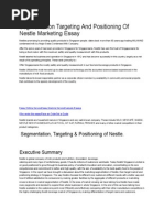 Segmentation Targeting and Positioning of Nestle Marketing Essay