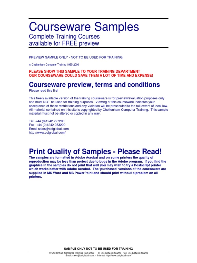 Free Courseware Preview for Training | PDF