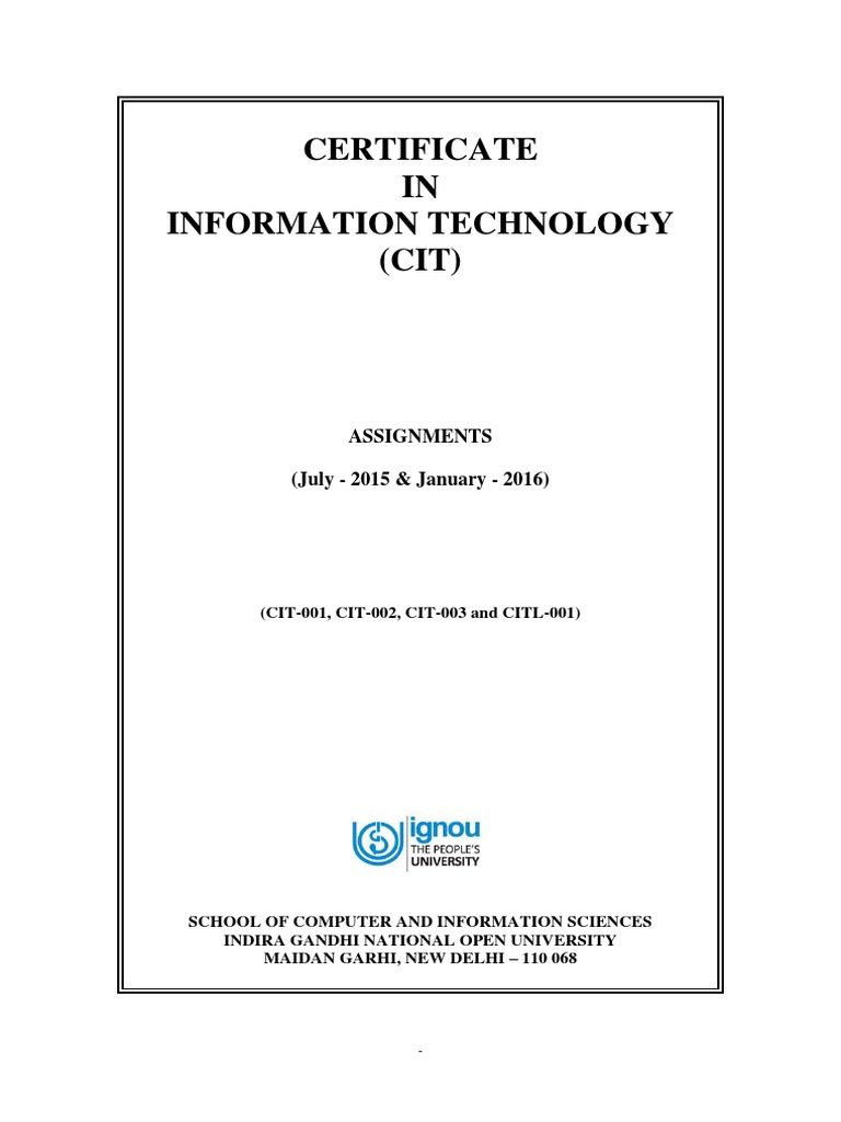 CIT Assignment 2015-16 - NEW | PDF | Computer Network | C (Programming ...