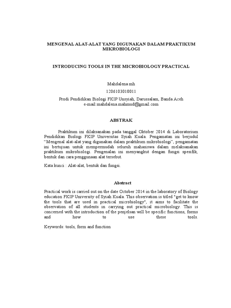 JURNAL PENGENALAN ALAT LABORATORIUM MIKROBIOLOGI PDF