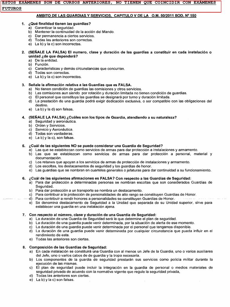 examen cabo 3 | Guardia de seguridad | Oficial no comisionado