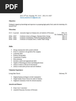 shirleys resume