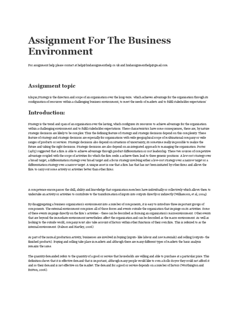 business environment assignment level 4