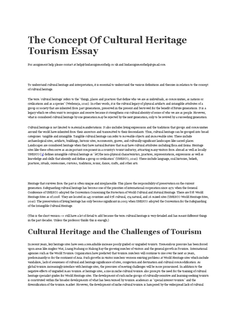 The Concept of Cultural Heritage Tourism Essay | PDF | Digitizing ...