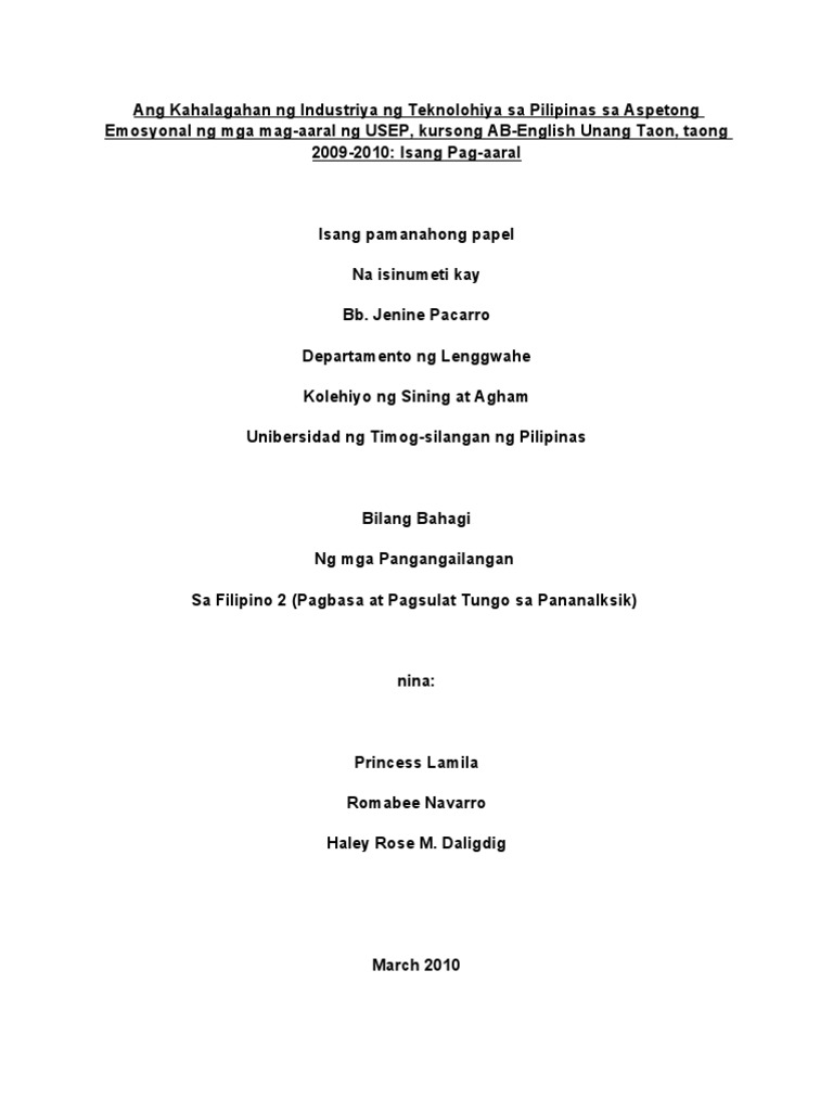 Halimbawa ng mga thesis title sa filipino image