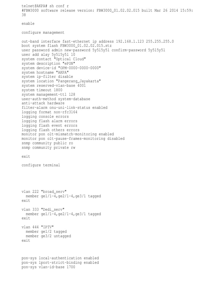 OLT Configuration and User Setup Guide | PDF | Telecommunications ...