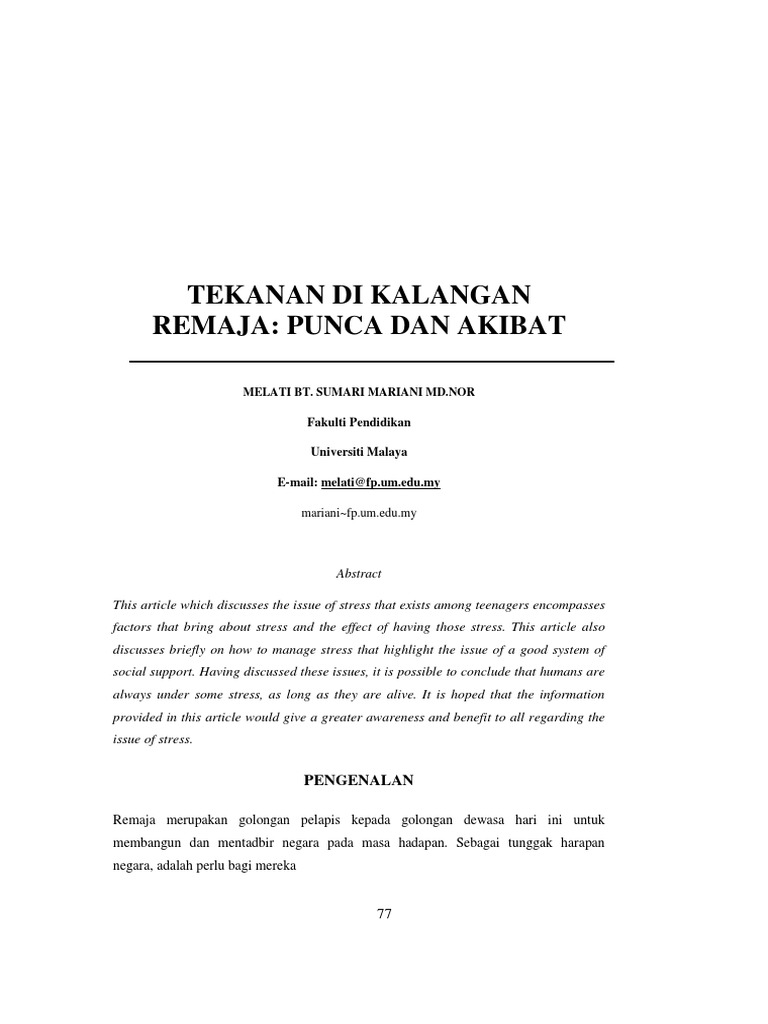 Tekanan Remaja Pdf