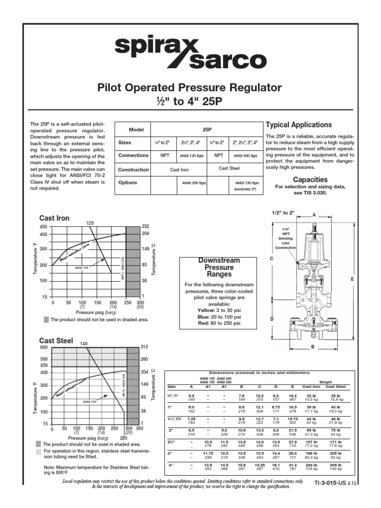 Valve Spirax Sarco 25P Ti3015Us PDF Valve Pipe (Fluid Conveyance)