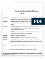 Daily Schedule of Activities Half Day