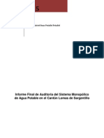 Informe Final de la Auditoria del Sistema Monopólico de Agua Potable del Cantón Lomas de Sargnetillo