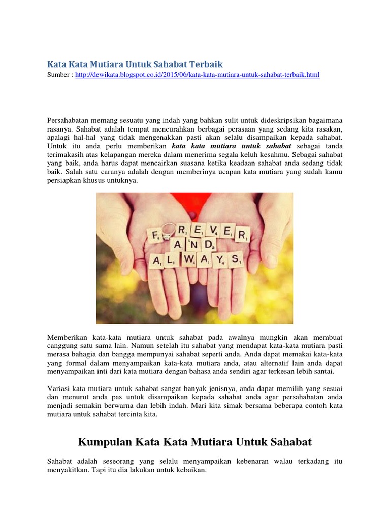 Kata Kata Mutiara Untuk Sahabat Terbaik Kata Kata Mutiara Untuk Sahabat Terbaik