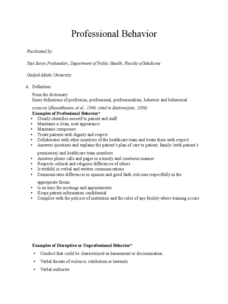 Professional Behavior | Download Free PDF | Profession | Nursing