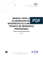 Manual para La Elaboracion de Anteproyecto e Informe Tecnico de Residencia Profesional 1.0