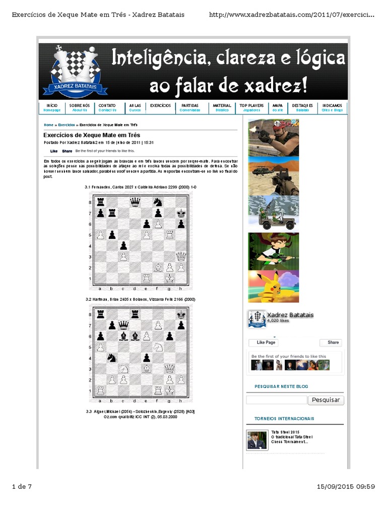 Xeque-Mate em 2 Lances  Lições de Xadrez 
