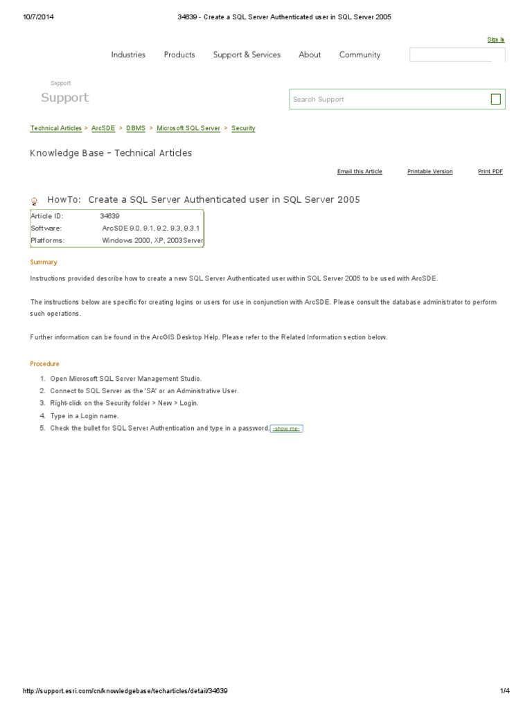Create SQL Server User in 2005 | PDF | Microsoft Sql Server | Databases