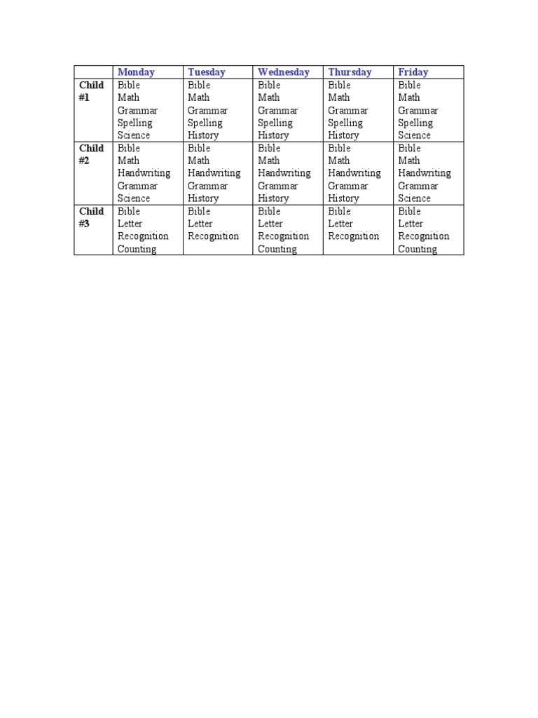 Homeschool Schedule Temp1 | PDF | Foreign Language Studies | Wellness