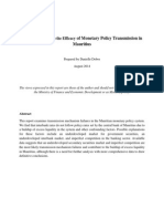 An Investigation Into The Efficacy of Monetary Policy Transmission in Mauritius