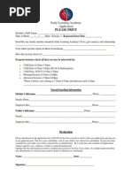 Early Learning Academy Application: Please Print